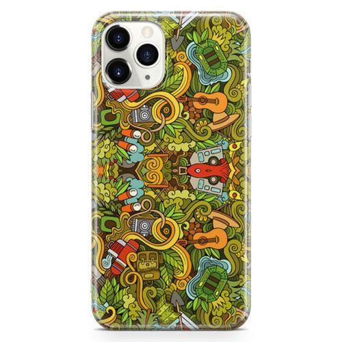 Apple iPhone 11 Pro Max Kılıf Kamp Malzemeleri Arka Kapak Koruma Desenli Full Koruyucu