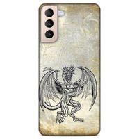 Lopard Samsung Galaxy S21 Plus Uyumlu Kılıf Tattoo's (30) Silicone Case Şeytan Ejderha