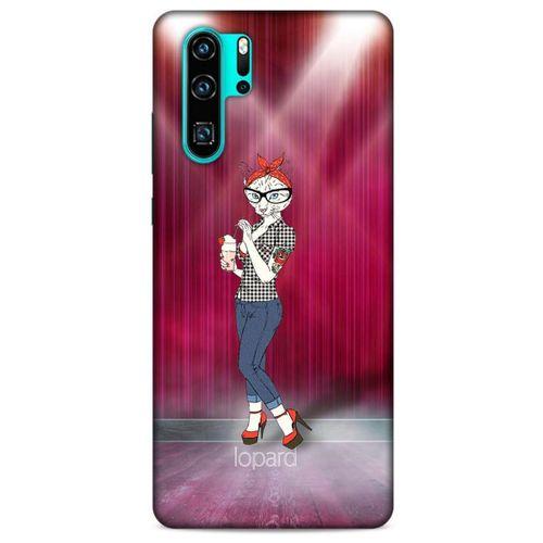 Huawei P30 Pro Kılıf FunnyMaX (50) Shockproof Kılıf Koyu Pembe Kedi