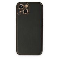 Newface iPhone 14 Kılıf Coco Deri Silikon Kapak - Siyah