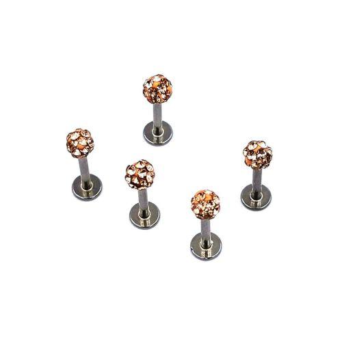 Renkli Taşlı Çelik 5 Adet Kaş Tragus Piercing