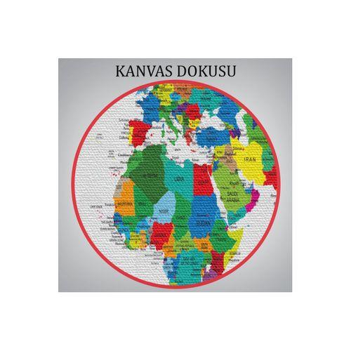 Renkli Dünya Haritası Kanvas Tablo 1014