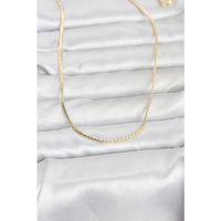 CM 14K Gold Renk Yassı Zincir Model 60 cm Kadın Kolye