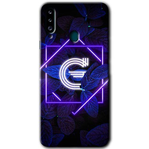 MRCİLETİSİM Samsung Galaxy A20s Kılıf Kapak - Dark Neon Yaprak G Harfi +Hayalet Ekran Yandan Gözükmez