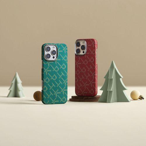 Apple iPhone 16 Pro Max Kılıf M-safe Şarj Özellikli Aramid Karbon Fiber Pitaka Tactile Woven Monogram Serisi Kapak