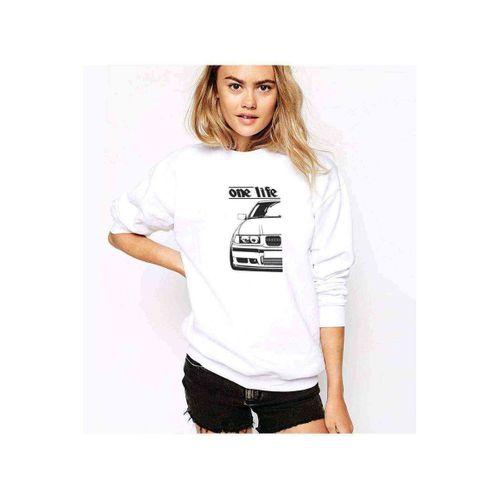 Araba Bmw Baskılı Beyaz Kadın Sweatshirt