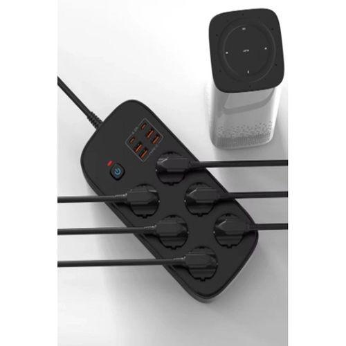 Termal Akım Korumalı 6’lü Priz 4x Usb 2x Type-c Çıkışlı Grup Priz Çoğaltıcı (3500w) Siyah