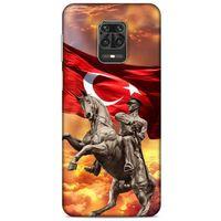 Xiaomi Redmi Note 9 Pro Kılıf Atatürk (47) Crystal Flex Kılıf Kızıl Bulut