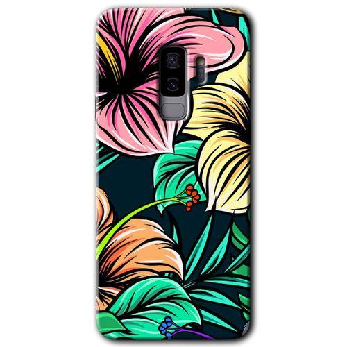 Samsung Galaxy S9 Plus HD Baskılı Kılıf + 9D Tam Ekran Koruyucu - Çizim Çiçekler