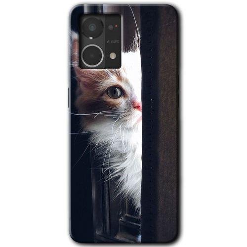 MRCİLETİSİM Oppo Reno 7 4G Kılıf HD Desen Baskılı Arka Kapak+Temperli Cam - Kedi Bakışı