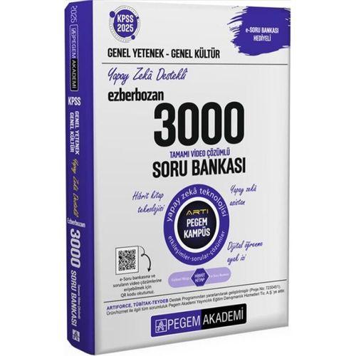 2025 KPSS Genel Yetenek Genel Kültür Ezberbozan 3000 Tamamı Çözümlü Soru Bankası Pegem Akademi