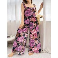 Özel Tasarım Büyük Beden Çiçek Desenli Bol Kesim 2'li Pijama Takımı