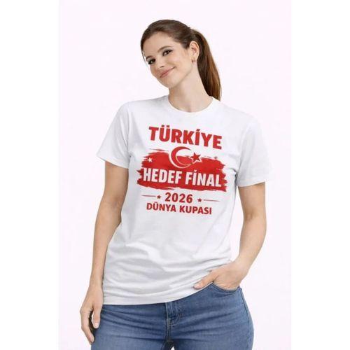 TÜRKİYE Baskılı Tişört Ay Yıldız 2026 Dünya Kupası Taraftar Forma T-Shirt - Beyaz