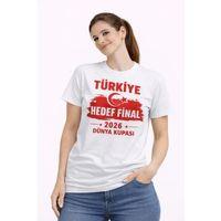 TÜRKİYE Baskılı Tişört Ay Yıldız 2026 Dünya Kupası Taraftar Forma T-Shirt - Beyaz