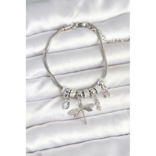 Pirinç Gümüş Renk Yusufçuk Charmlı Kadın Bileklik