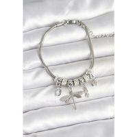 Pirinç Gümüş Renk Yusufçuk Charmlı Kadın Bileklik