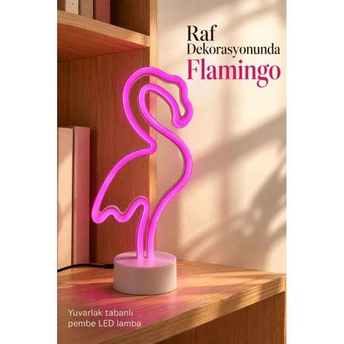 Pembe Işıklı Flamingo Led Lamba Masaüstü Dekoratif
