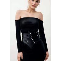 Perçin Detaylı, Şık Elbise Üzeri Deri Korse Kemer, Elbise Kemeri - Brf1087