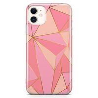 Apple iPhone 11 Kılıf Elmas Pembe Arka Kapak Koruma Desenli Full Koruyucu