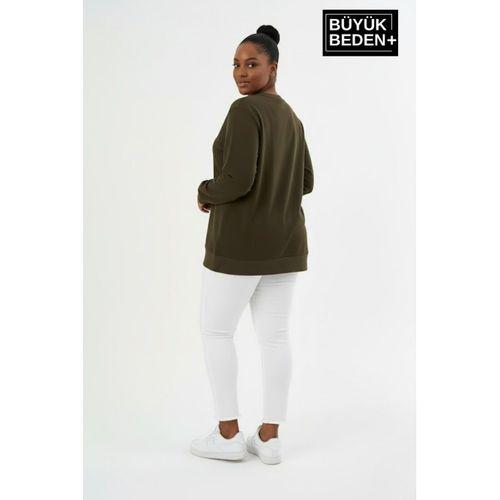 Kadın Büyük Beden MİLANO İTALiA Baskılı Bisiklet Yaka Sweatshirt SPR26BSWK956-9