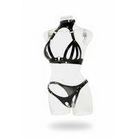 Siyah Harness Takım Deri Boyunluklu Metal Tokalı - Brf1089