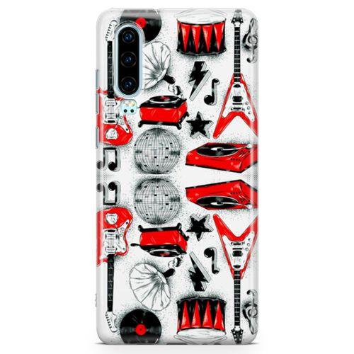 Huawei P30 Kılıf Elektro Gitar Bateri Arka Kapak Koruma Desenli Full Koruyucu