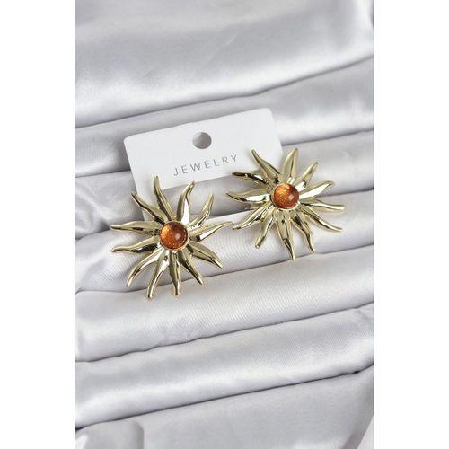 Güneş Model Gold Renk Pirinç Kadın Küpe