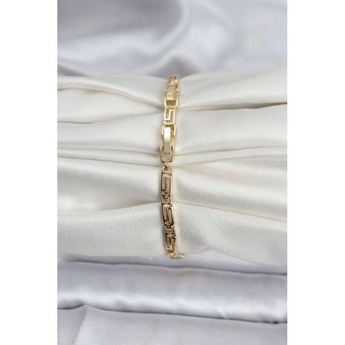 14K Gold Renk Kaplama Zirkon Taşlı Baget Model CM Kadın Bileklik