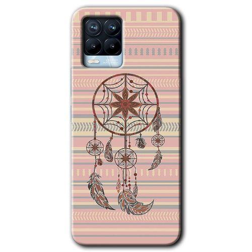 Realme 8 Pro HD Baskılı Kılıf + 9D Tam Ekran Koruyucu - Mandala Retro