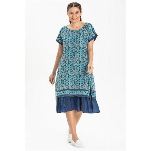 Kısa Kol Vual Defne Midi Boy Yazlık Otantik Elbise Su Yeşili 6100