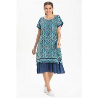 Kısa Kol Vual Defne Midi Boy Yazlık Otantik Elbise Su Yeşili 6100