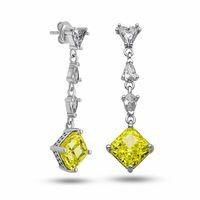 Gümüş Ice Cut Sitrin Zirkon Taşlı Işıltılı Kadın Küpe