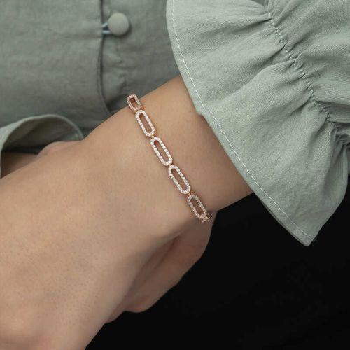 Lucky Life 925 Ayar Gumuss  Rose Oval Taşlı Bayan Bileklik