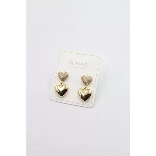 Taşlı Kalp Küpe - Altın