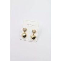 Taşlı Kalp Küpe - Altın