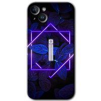 Potkal Hediye Fabrikası iPhone 14 HD Baskılı Kılıf + 9D Tam Ekran Koruyucu - Dark Neon Yaprak İ Harfi