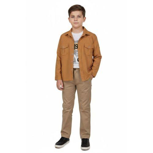 Erkek Çocuk Pantolon Gömlek Tişört 3 Lü Takım BGL-ST05260