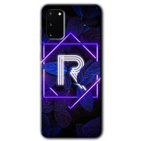 MRCİLETİSİM MRCİLETİSİM Samsung Galaxy S20 Kılıf HD Desen Baskılı Arka Kapak + Temperli Cam - Dark Neon Yaprak R Harfi
