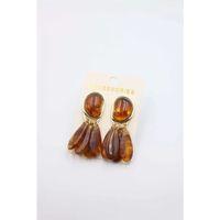 Taşlı Küpe - Kahverengi