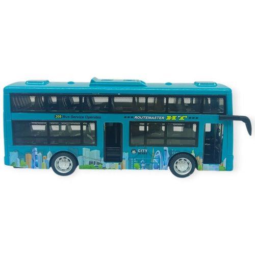 Sesli Işıklı Çift Katlı Otobüs 20 cm - Yeşil