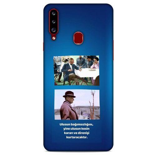 Samsung Galaxy A20s Kılıf Atatürk (6) Silikon Kılıf Koyu Mavi