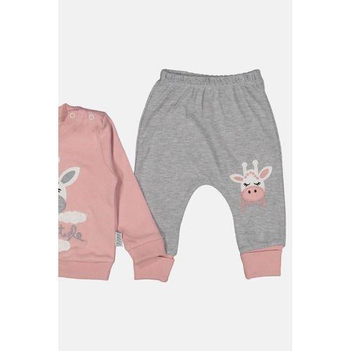 Zürafa Nakışlı % 100 Pamuk Kız Bebek Takımı