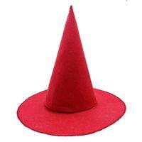 Kırmızı Renk Keçe Cadı Şapkası Yetişkin Çocuk Uyumlu 35x38 Cm