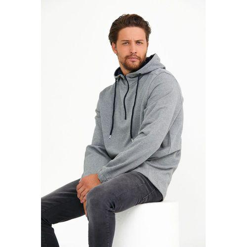 Süperlife Erkek Kapşonlu Regular Fit Yarım Fermuarlı İnce Sweatshirt SPR22SW170