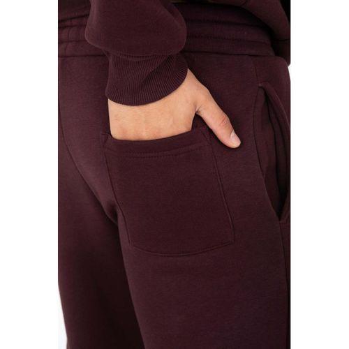 Şardonlu Kanguru Cepli Sweatshirt - 3 İplik Şardonlu Lastik Paça Erkek Eşofman Altı- Eşofman Takımı - Bordo