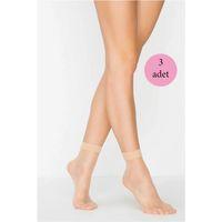 3 Adet Fit 15 Soket Ince Parlak Kısa Çorap Açık Ten