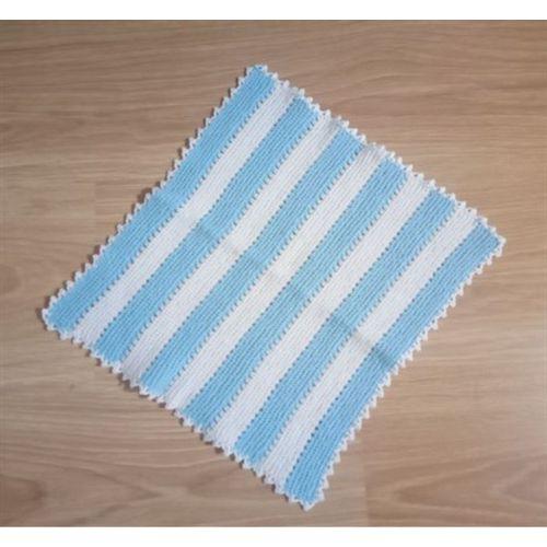 El İşi Pamuklu Banyo Lifi,El Örgüsü Mavi Beyaz Duş Lifi 32X30Cm