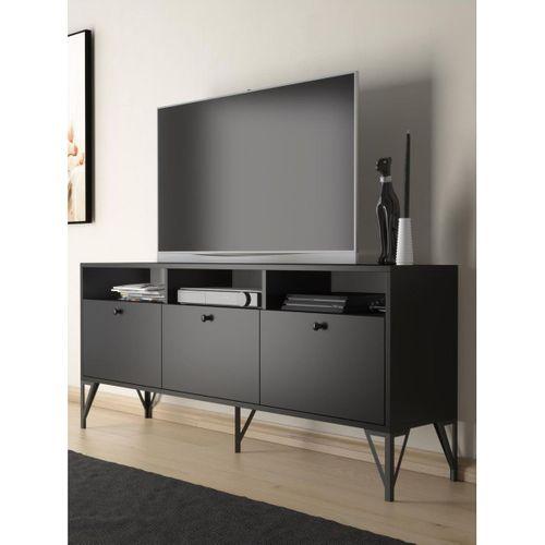 Wood'n Love Rhea 160 Cm Dolaplı, Minifiks Bağlantı, Geniş Tv Ünitesi - Konsol - Siyah / Siyah