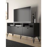 Wood'n Love Rhea 160 Cm Dolaplı, Minifiks Bağlantı, Geniş Tv Ünitesi - Konsol - Siyah / Siyah