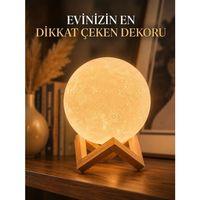 Ahşap Standlı Ay Gece Lambası Ev Ve Ofis Dekorasyon Lambası